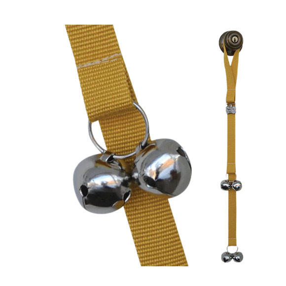 Bamboo Webbing PoochieBells Mustard Premium Dog Potty Training Doorbell - Picture 2 of 3